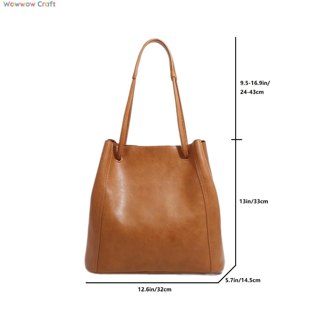 Shoulder Bags,Totes,Leather Bags,Vegetable-Tanned Leather Large Capacity Leather Shoulder Bag - Leather Crossbody Tote Bag